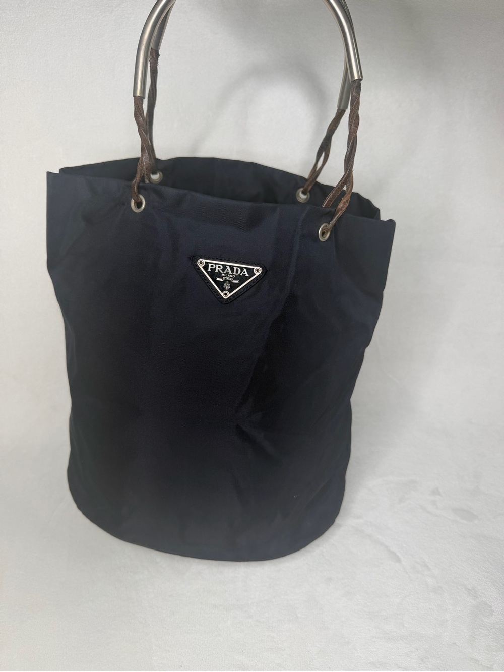 Prada Ring Handle Tote with Brown/Silver Handles - Picture 12 of 12